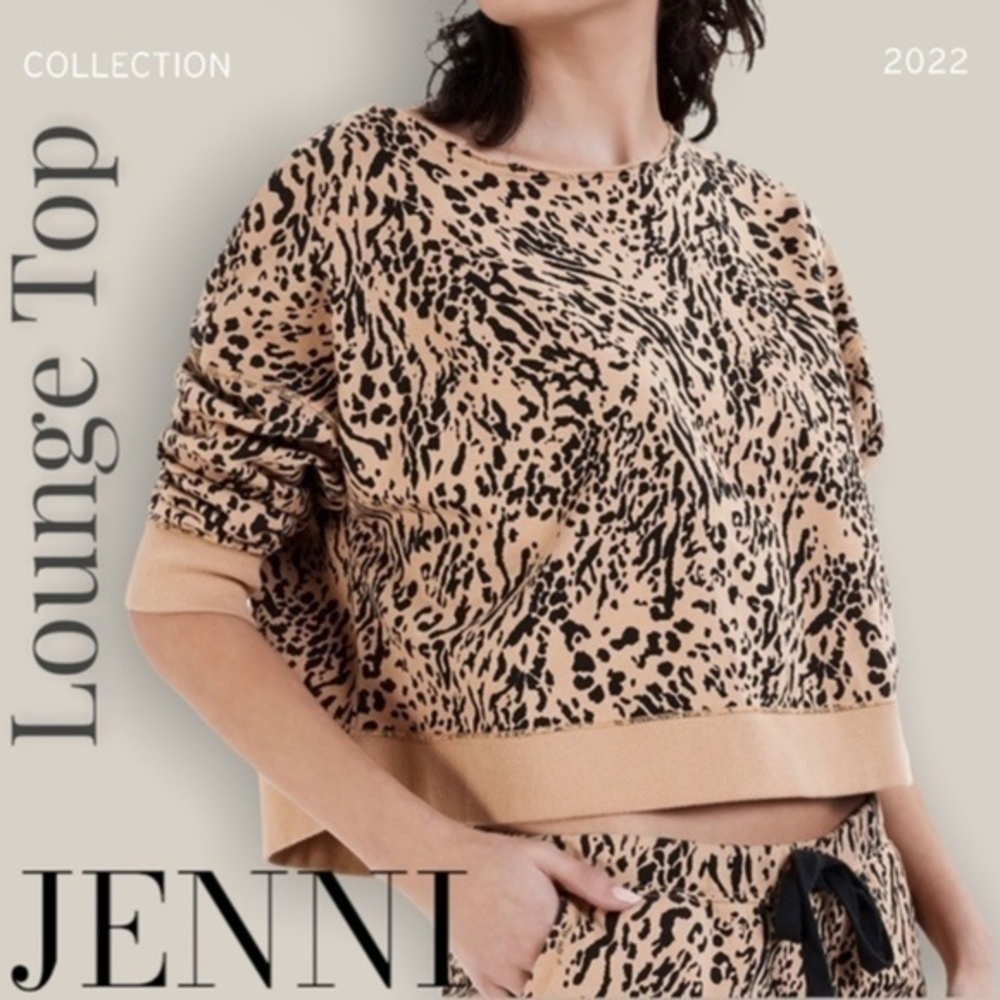 JENNI Cotton French Terry Animal Print Lounge Top